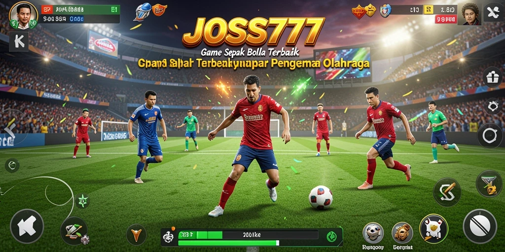 Screenshot gameplay seru dari JOSS777 dengan aksi sepak bola yang intens.