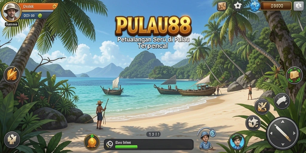 Screenshot PULAU88 menunjukkan petualangan menarik di pulau tropis.