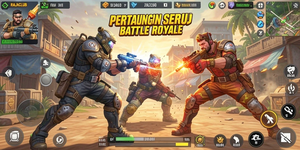 Tampilan gameplay seru dari RAJACLUB dengan pertempuran intens.