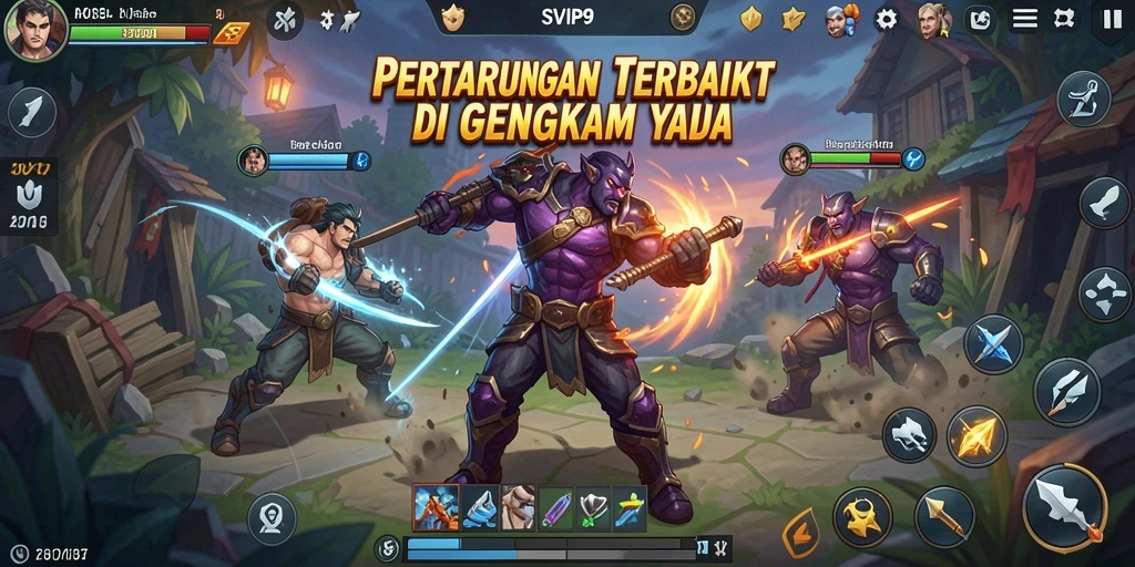 Gameplay SVIP9 menampilkan aksi pertarungan intens dan karakter yang dinamis.